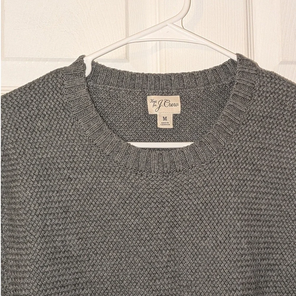 J. Crew Mens Textured Waffle Knit Crewneck Sweater Heather Grey Size M NWOT $98